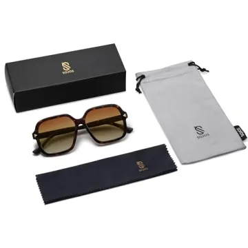 SOJOS Sunglasses for Women & Men, Square, Polarized Lens, Trendy, Oversized Shades (SJ2298, Yellow Tortoise Gold,Brown)