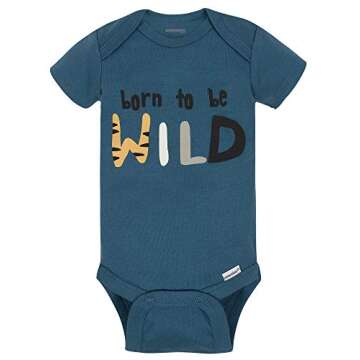 Onesies Brand Baby Boys' 8-Pack Short Sleeve Mix & Match Bodysuits, Dangerously Cute Tiger, 12 Months