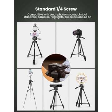 USKEYVISION Vlogging Kit for iPhone Youtuber Kit Content Creator Equipment for Smartphone with 59'' Extendable Fullsize Tripod, Tricolor LED Light,Shotgun Mic for iPhone 16/15/14 Mini/Pro/Max(Vlog K4)