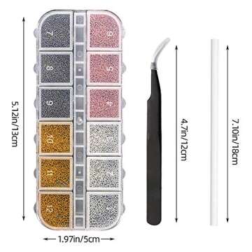 10 Boxes Nail Art Rose Gold Nail Metal Rivets Studs, 3D Nail Punk Star Moon Heart Triangle Square Rivet Gems Decoration Kit, with Curved Tweezer, Pencil Picker (10 BOX A)