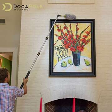 Doca Telescoping Extension Pole – 5-12 Feet Extendable Pole (18+ Feet Reach), Window Cleaning, Gut...
