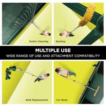 Doca Telescoping Extension Pole – 5-12 Feet Extendable Pole (18+ Feet Reach), Window Cleaning, Gutter Cleaning, Light Bulb Changing, Multi-Use Pole