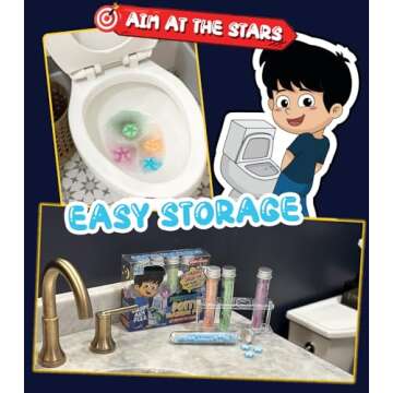 Fizzy Stars Potty Training Aid - Star Shaped Pee Targets That Make The Water Bubble and Change Color - Fun Urinal and Toilet Aim Learning Aid for Toddlers and Boys (1 Pack - 64 Stars)