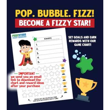 Fizzy Stars Potty Training Aid - Star Shaped Pee Targets That Make The Water Bubble and Change Color - Fun Urinal and Toilet Aim Learning Aid for Toddlers and Boys (1 Pack - 64 Stars)