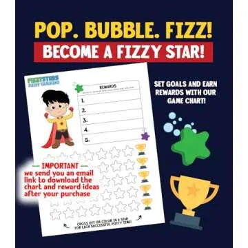Fizzy Stars Potty Training Aid - Star Shaped Pee Targets That Make The Water Bubble and Change Color - Fun Urinal and Toilet Aim Learning Aid for Toddlers and Boys (1 Pack - 64 Stars)