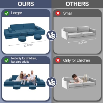Edbuosy Modular Kids Play Couch - Ultimate 22 Piece Playset