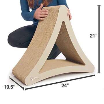 PetFusion 3-Sided Vertical Cat Scratching Post | Available in 18” & 24” | Multiple Angle Cat Scratching Pad; 6 Usable Sides. Scratch; Play; & Perch | 100% Recyclable Cardboard Lounge