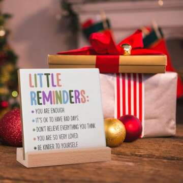 Inspirational Decorative Table Signs with Stand, Motivational Self Love Desk Decor, Appreciation Gifts for Women Friends Coworker, Shelf Table Decor Living Room Bedroom Office Home Decor