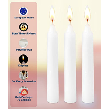 Ner Mitzvah Classic White Candles - 72 Bulk Pack