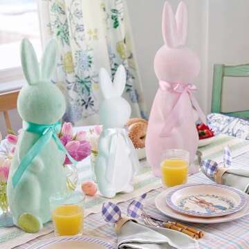 MOREDOTS Flocked Bunny Kit for Charming Easter Decor