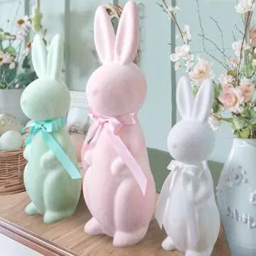 MOREDOTS Flocked Bunny Kit for Charming Easter Decor