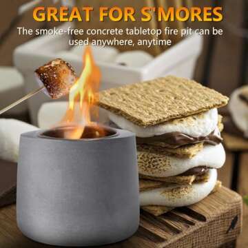 Table Top Fire Pit Bowl - Concrete Tabletop Fireplace Indoor Outdoor Decor Portable Mini Personal Ru...