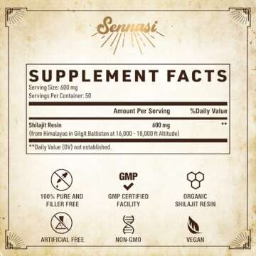 Shilajit Pure Himalayan Organic Shilajit Resin - 600mg Maximum Potency Natural Organic Shilajit Resi...