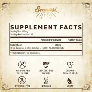 Shilajit Pure Himalayan Organic Shilajit Resin - 600mg Maximum Potency Natural Organic Shilajit Resi...
