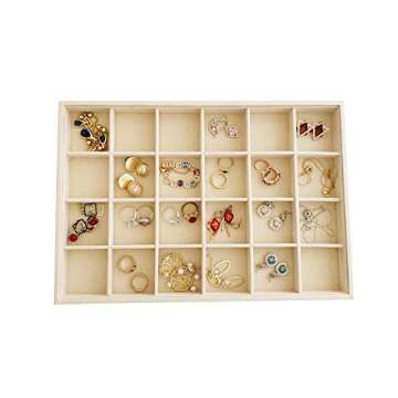 Premium Velvet Jewelry Display Tray - 24 Grids Organizer