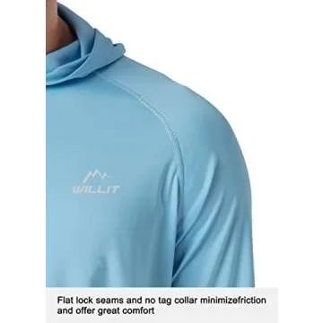 Willit Men's Sun Shirts UPF 50+ Rash Guard Long Sleeve Sun Protection Hoodie SPF UV Fishing Lightweight Athletic Running Blue L
