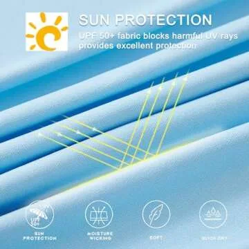 Willit Men's Sun Shirts UPF 50+ Rash Guard Long Sleeve Sun Protection Hoodie SPF UV Fishing Lightweight Athletic Running Blue L