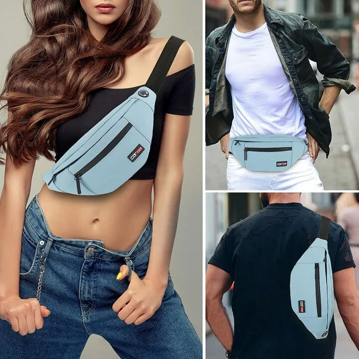 MAXTOP PU Leather Fanny Pack - 4-Zipper Pockets