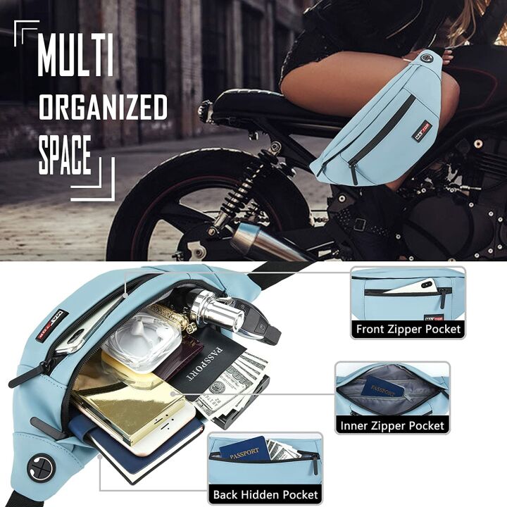 MAXTOP PU Leather Fanny Pack - 4-Zipper Pockets