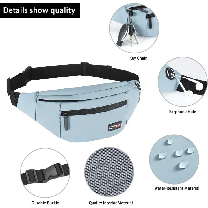 MAXTOP PU Leather Fanny Pack - 4-Zipper Pockets