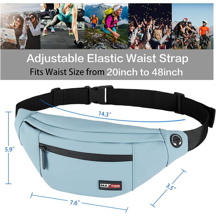 MAXTOP PU Leather Fanny Pack - 4-Zipper Pockets