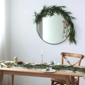 9 FT Real Touch Norfolk Pine Garland Green Artificial Christmas Garland Faux Greenery Garland for Holiday Fireplace Mantle Window Indoor Outdoor Decor (1 PCS)