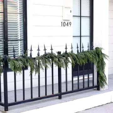 9 FT Real Touch Norfolk Pine Garland Green Artificial Christmas Garland Faux Greenery Garland for Holiday Fireplace Mantle Window Indoor Outdoor Decor (1 PCS)