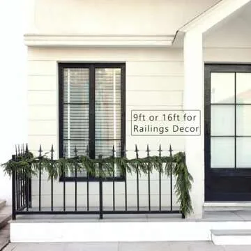 9 FT Real Touch Norfolk Pine Garland Green Artificial Christmas Garland Faux Greenery Garland for Holiday Fireplace Mantle Window Indoor Outdoor Decor (1 PCS)