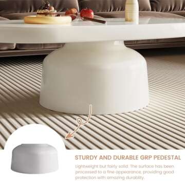 HOTICKME Oval Coffee Table for Living Room, Modern Center Table with Unique Pedestal, White Tea Table, Easy Assembly, 45.67" L Central Table