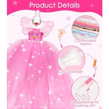 YEETIN Fashion Designer Kits for Girls Ages 6+, 800+Pcs Kids Sewing Kits, Arts & Crafts Set, Doll Clothes Making, Learn to Sew Gifts for Birthday