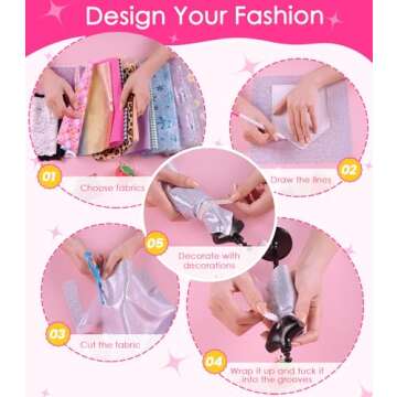 YEETIN Fashion Designer Kits for Girls Ages 6+, 800+Pcs Kids Sewing Kits, Arts & Crafts Set, Doll Clothes Making, Learn to Sew Gifts for Birthday