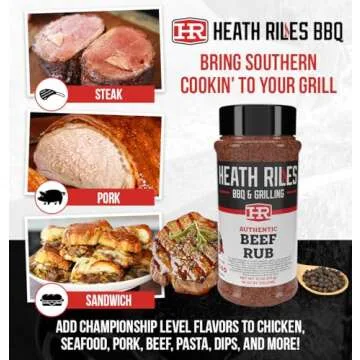 Heath Riles BBQ Rub - Beef Seasoning, Champion Flavor, 11 oz.