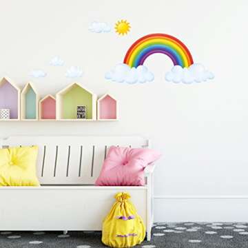 DECOWALL SG-1713 Rainbow and Clouds Kids Wall Stickers Wall Decals Peel and Stick Removable Wall Sti...