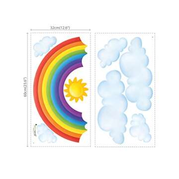 DECOWALL Rainbow and Clouds Wall Stickers for Kids Rooms