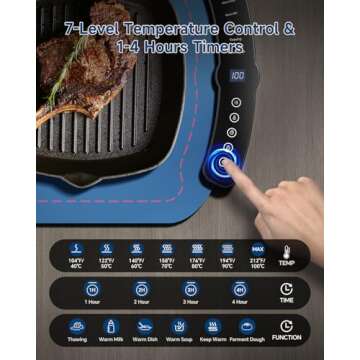 Taseven Warming Mat for Food, Food Warming Mat with 7 Temp Master Adjustable Warming Tray, Thermochr...