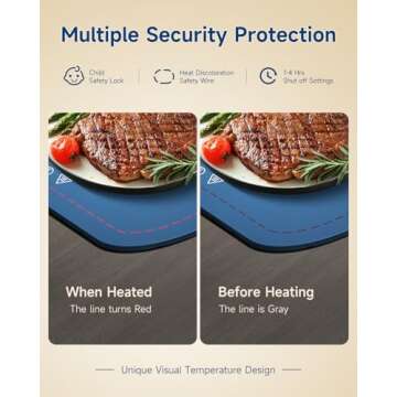 Taseven Warming Mat for Food - 7 Temp Adjustable Warming Tray