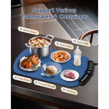 Taseven Warming Mat for Food - 7 Temp Adjustable Warming Tray