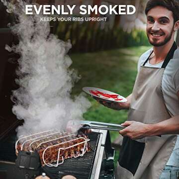 LINELAX Rib Rack - Holds 4 Full Ribs for Grilling