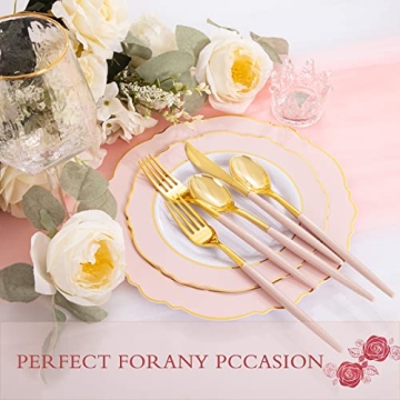 LLSF 90 Pieces Gold Plastic Silverware Set for Parties