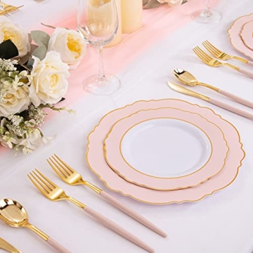 LLSF 90 Pieces Gold Plastic Silverware Set for Parties