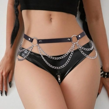 Reetan Punk Leather Waist Chain for Edgy Night Out Style