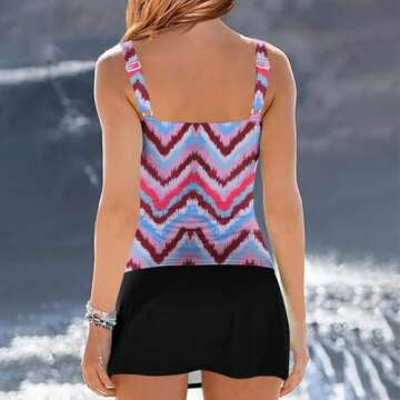 Prime of The Day Today Clearance Women Vintage Tummy Control Two Piece Tankini Swimsuits Swimdress Push Up Swimwear High Waisted Bathing Suits with Skirt