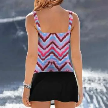 Prime of The Day Today Clearance Women Vintage Tummy Control Two Piece Tankini Swimsuits Swimdress Push Up Swimwear High Waisted Bathing Suits with Skirt