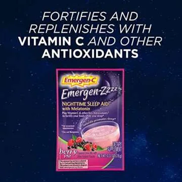 Emergen-Zzzz Nighttime Sleep Aid, With Melatonin And Vitamin C 500mg (48 Count, Berry PM Flavor) Dietary Supplement, 0.27 Ounce Powder Packets