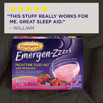 Emergen-Zzzz Nighttime Sleep Aid, With Melatonin And Vitamin C 500mg (48 Count, Berry PM Flavor) Dietary Supplement, 0.27 Ounce Powder Packets