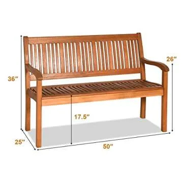 Tangkula Outdoor Solid Wood Bench for Garden & Patio