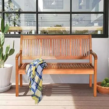 Tangkula Outdoor Solid Wood Bench for Garden & Patio