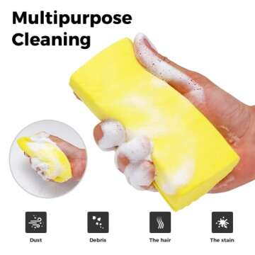Jeymei 4-Pack Damp Clean Duster Sponge, Sponge Cleaning Brush, Duster for Cleaning Blinds, Glass, Baseboards, Vents, Railings, Mirrors, Window Track Grooves and Faucets, Gray and Yellow