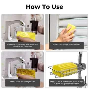 Jeymei 4-Pack Damp Clean Duster Sponge, Sponge Cleaning Brush, Duster for Cleaning Blinds, Glass, Baseboards, Vents, Railings, Mirrors, Window Track Grooves and Faucets, Gray and Yellow