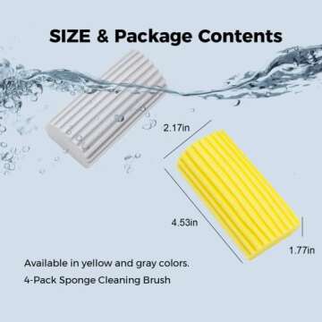 Jeymei 4-Pack Damp Clean Duster Sponge, Sponge Cleaning Brush, Duster for Cleaning Blinds, Glass, Baseboards, Vents, Railings, Mirrors, Window Track Grooves and Faucets, Gray and Yellow
